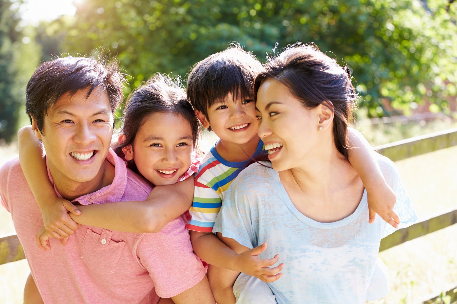 Asian Family Enjoying Outdoors